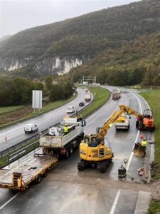 Réalisation de quatre canalisations sous les chaussées au Tunnel du Vuache ©ATMB